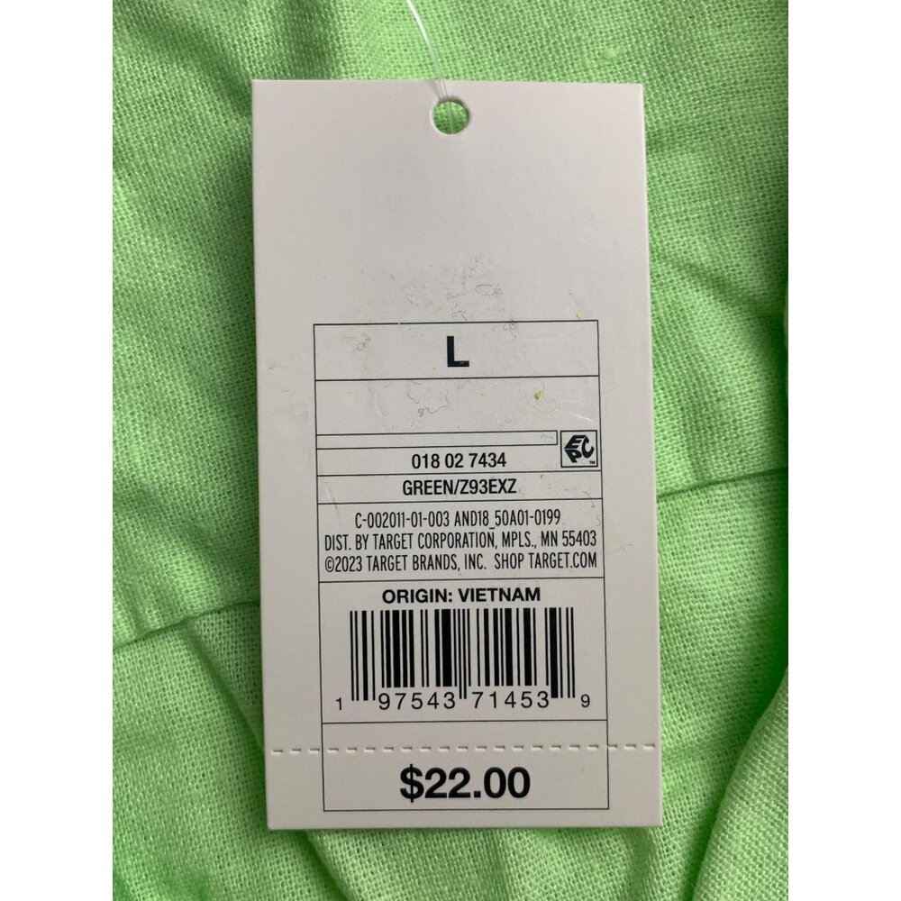 A New Day Womens Lime Green Button-Up Collared Short Sleeve Shirt Size Large - Picture 6 of 7